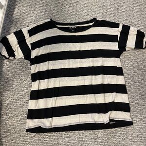 J. Crew Women’s Black and White Linen Striped Shirt